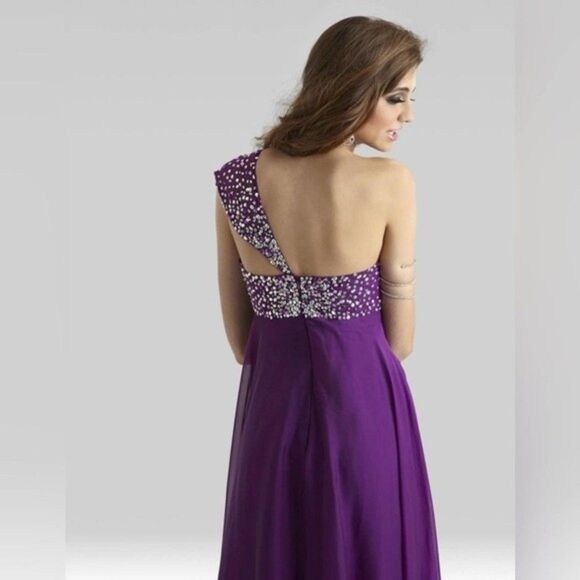 NW - One Shoulder Plum Formal Gown  / Wedding / Prom Dress - Clarisse Size 14 - Picture 3 of 16